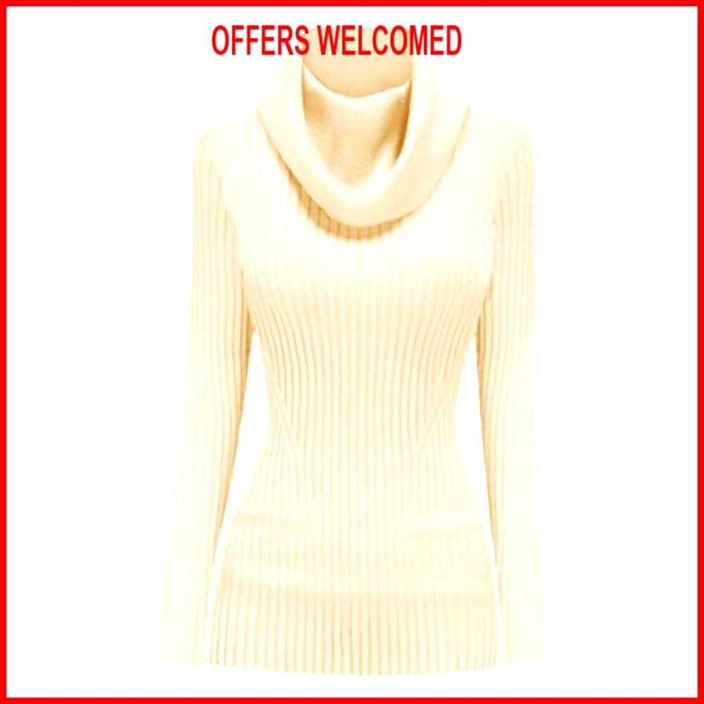 Stretchable Cowl Neck Knit Long Sleeve Slim Fit Bodycon Sweater - Picture 4 of 7